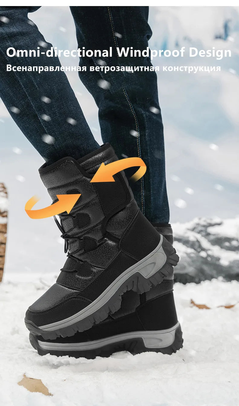 New Warm Plush Women's Snow Boots Fashion Outdoor Women Boots Platform Anti-Slip Hiking Boots Waterproof Winter Warm Ankle Boots
