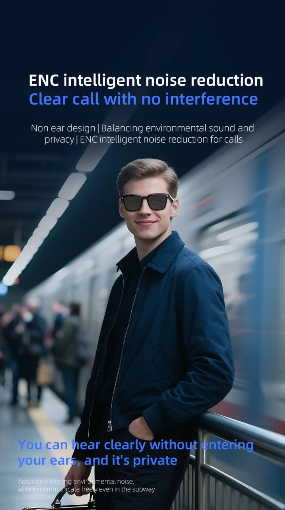 V03 Smart Glasses Camera Control Bluetooth Call Music Control Open Listening Design Polarized Lenses Smart Sunglasses