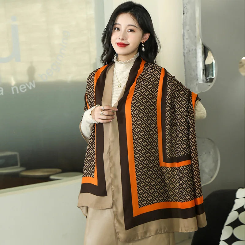 Autumn and Winter Scarf Large Size Cotton and Hemp Women's Cold proof Outdoor Versatile Warm Fashion Korean Edition Fashion Scar