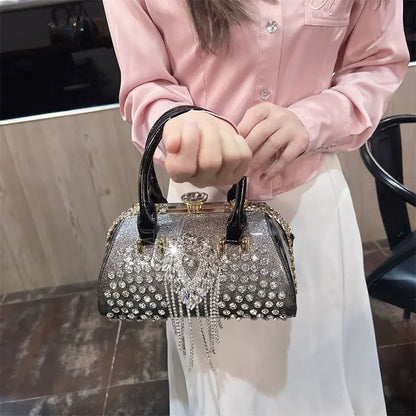 Fashion Diamonds Leather Women's Handbag Small Shoulder Cross-Body Bag New Elegant Evening Bag Portable Girls Party Dinner Bags