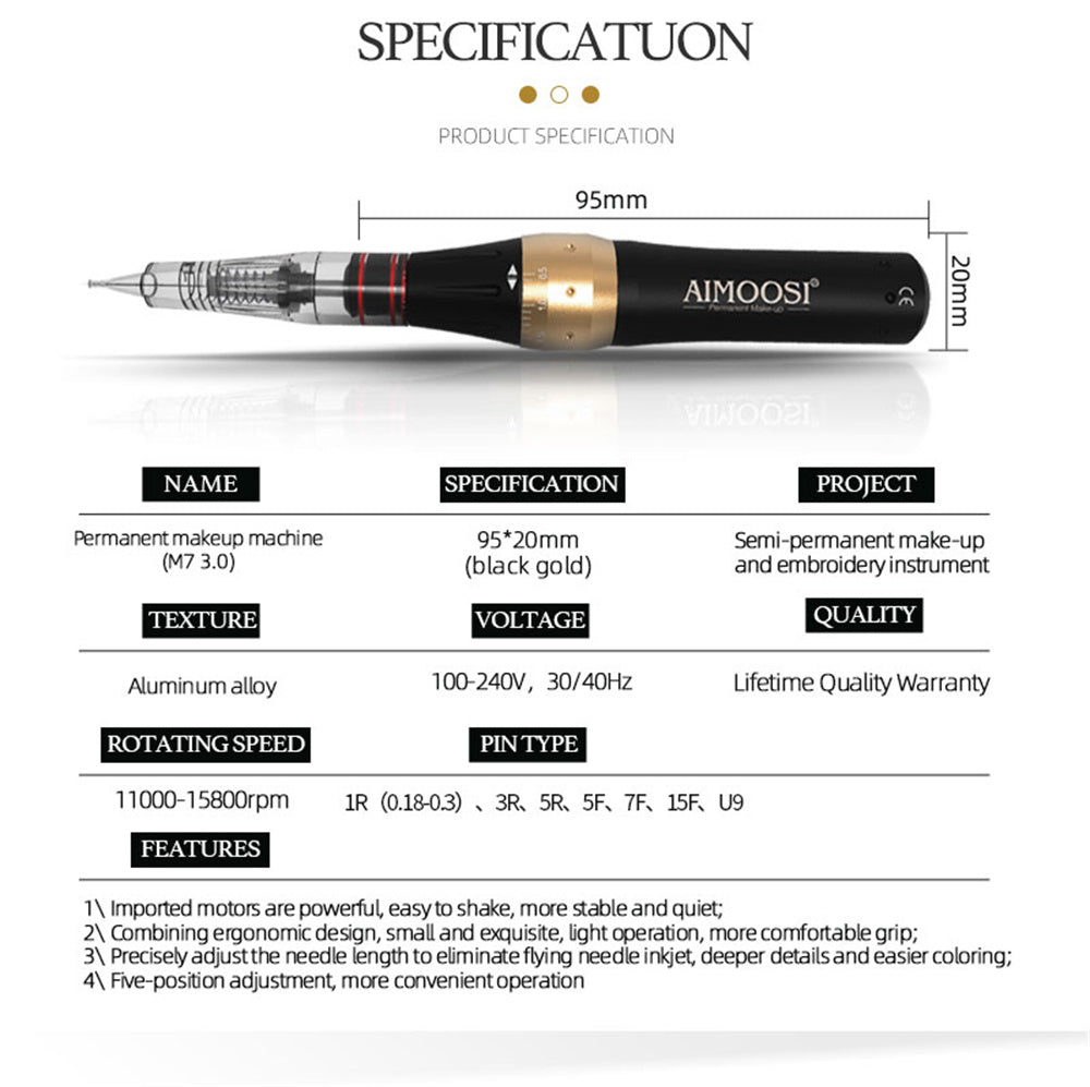 AIMOOSI M7 Tattoo Machine Set Microblading Eyebrow PMU Gun Pen Needle Permanent Makeup Machine Professional Supplies Beginner