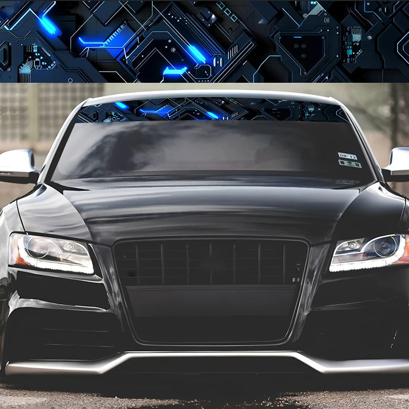 1-Piece Cyberpunk Circuit Board Decorative Strips Car Stickers: 1-Piece Set - Waterproof, Scratch Resistant, Suitable