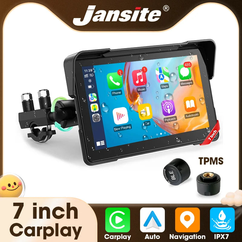 7 inch Motorcycle CarPlay Screen With TPMS GPS for Moto Navigation Display Screen Android Auto Digital Motorcycle Dashboard BT