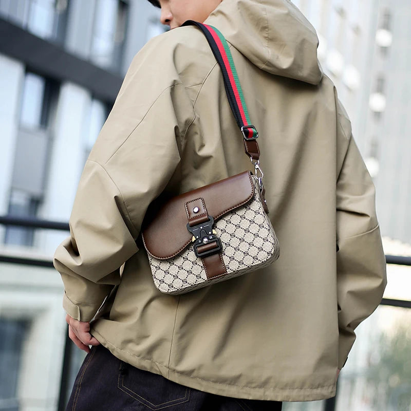 Fashionable Jacquard Pattern Men's Crossbody Bag High-End Casual Shoulder Bag for Commuting Business Waterproof Daily Sling Bag