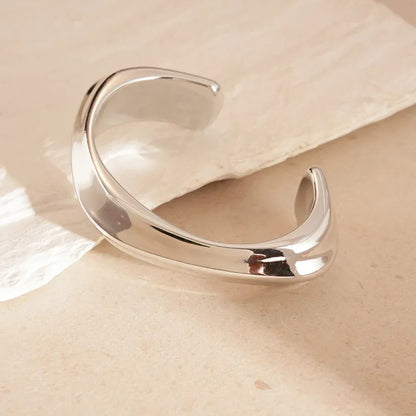Punk Silver Color Acrylic Cuff Bracelet for Women Men Geometric Round Wide Bracelets Bangles Party Hand Accessories Gifts F