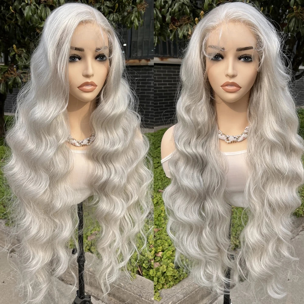 X-TRESS Synthetic Lace Front Hair Wigs for Women 32inch Long Loose Wave Black Color 13X6 Lace Frontal Wig with Natural Baby Hair