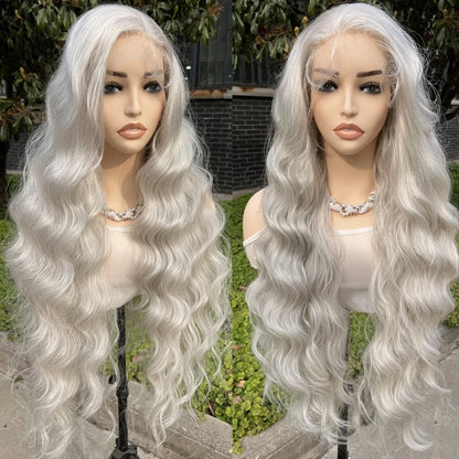 X-TRESS Synthetic Lace Front Hair Wigs for Women 32inch Long Loose Wave Black Color 13X6 Lace Frontal Wig with Natural Baby Hair