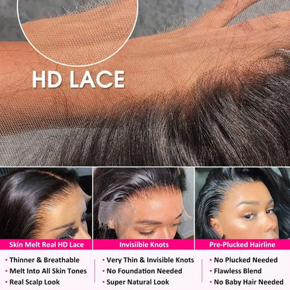 13x6 Body Wave Lace frontal Wig  Human Hair Pre Plucked Glueless 13X4 Brazilian Body Wave HD Transparent Lace Wigs For Women