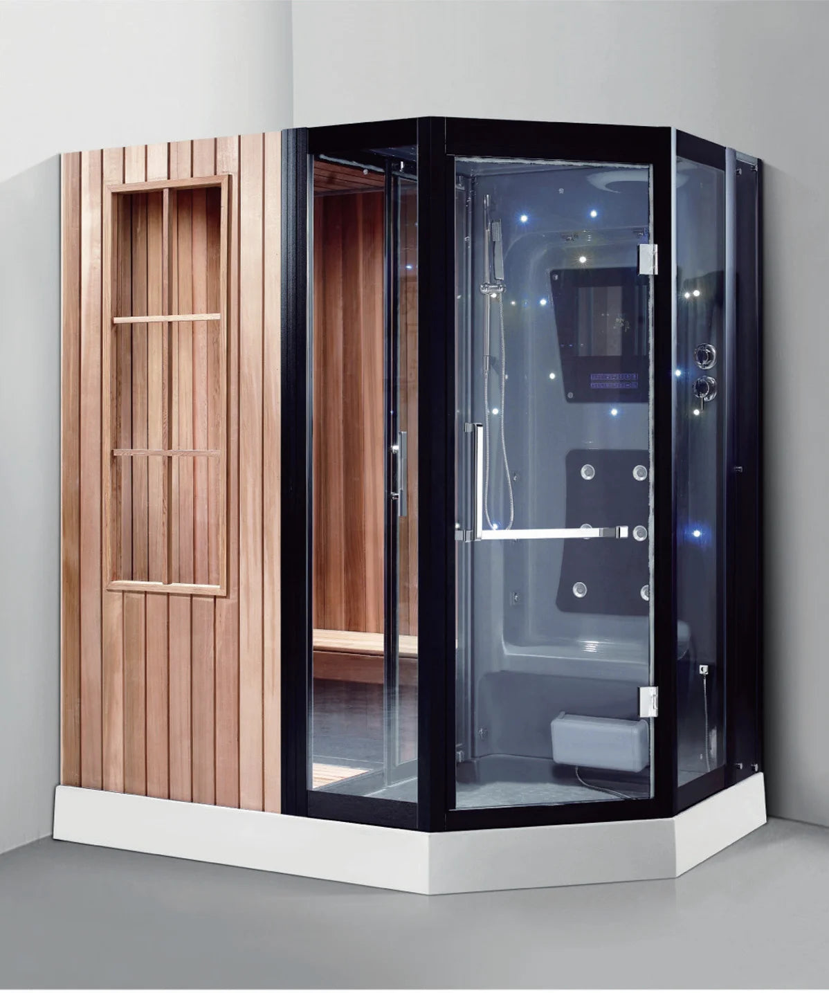 Customization Modern Dry Wet Steam Shower Room Outdoor Sauna Cabin Combos Steam Shower Full Spectrum Far Infrared Sauna Bath Woo