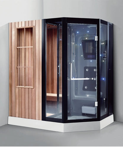 Customization Modern Dry Wet Steam Shower Room Outdoor Sauna Cabin Combos Steam Shower Full Spectrum Far Infrared Sauna Bath Woo