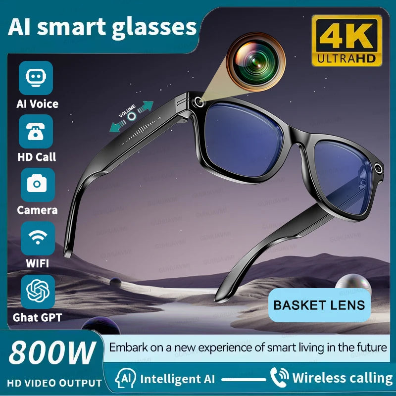 New Smart Glasses 8MP HD Camera AI Glasses Camera Photo Video Recording Translation Waterproof Anti-blue Camera Glasses Man Wome