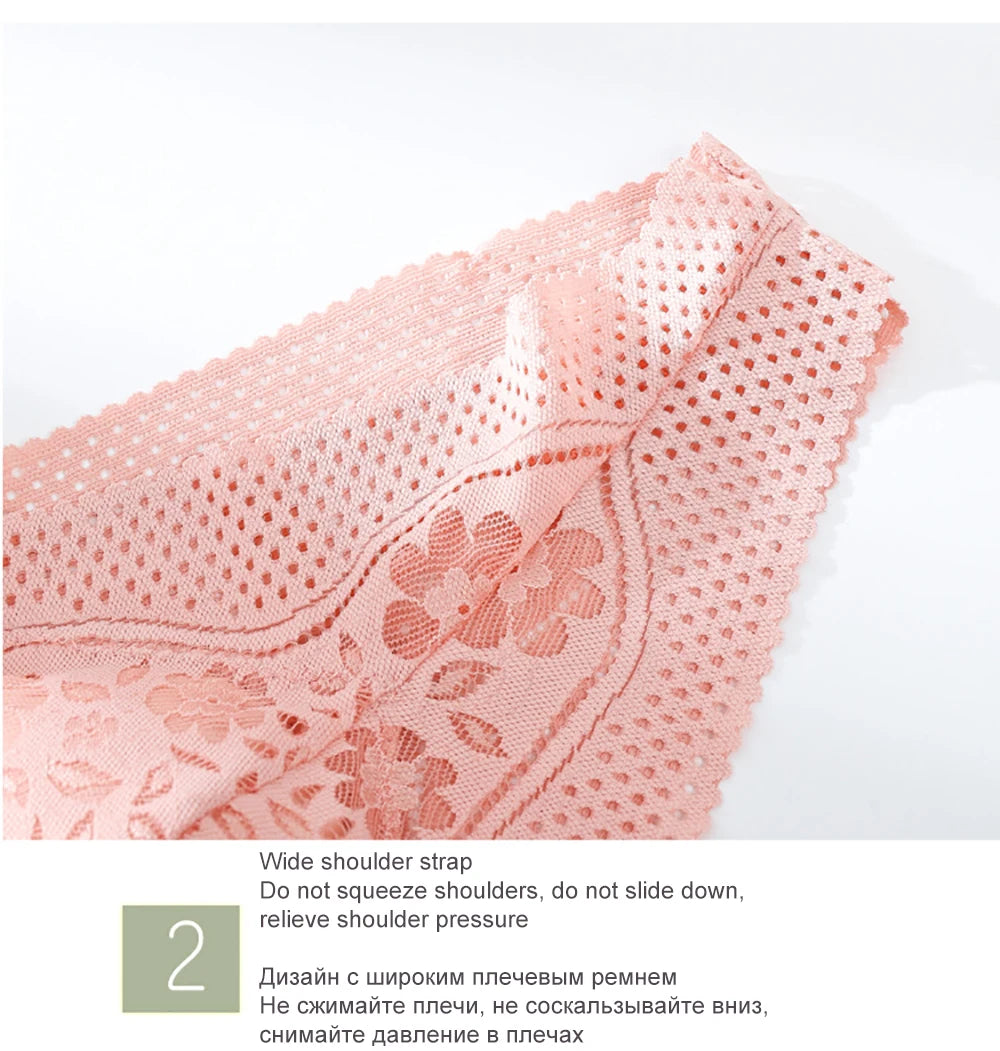 Breathable Female Vest Sexy Lace Bra Beauty Back Women Wire Free Push Up Bralette Underwear Seamless Wireless Gather Brassiere