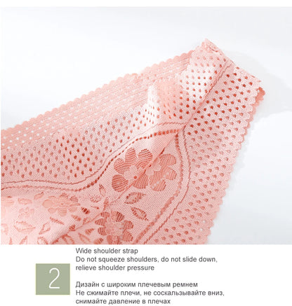 Breathable Female Vest Sexy Lace Bra Beauty Back Women Wire Free Push Up Bralette Underwear Seamless Wireless Gather Brassiere