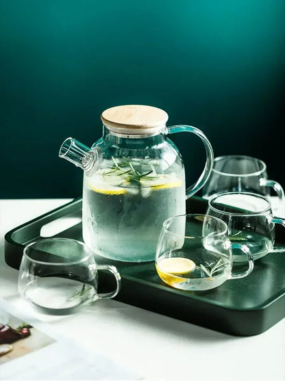 1.8L Transparent Borosilicate Glass Teapot Heat-Resistant Large Clear Tea Pot  Flower Tea Set Puer Kettle Cup Office Home Tool