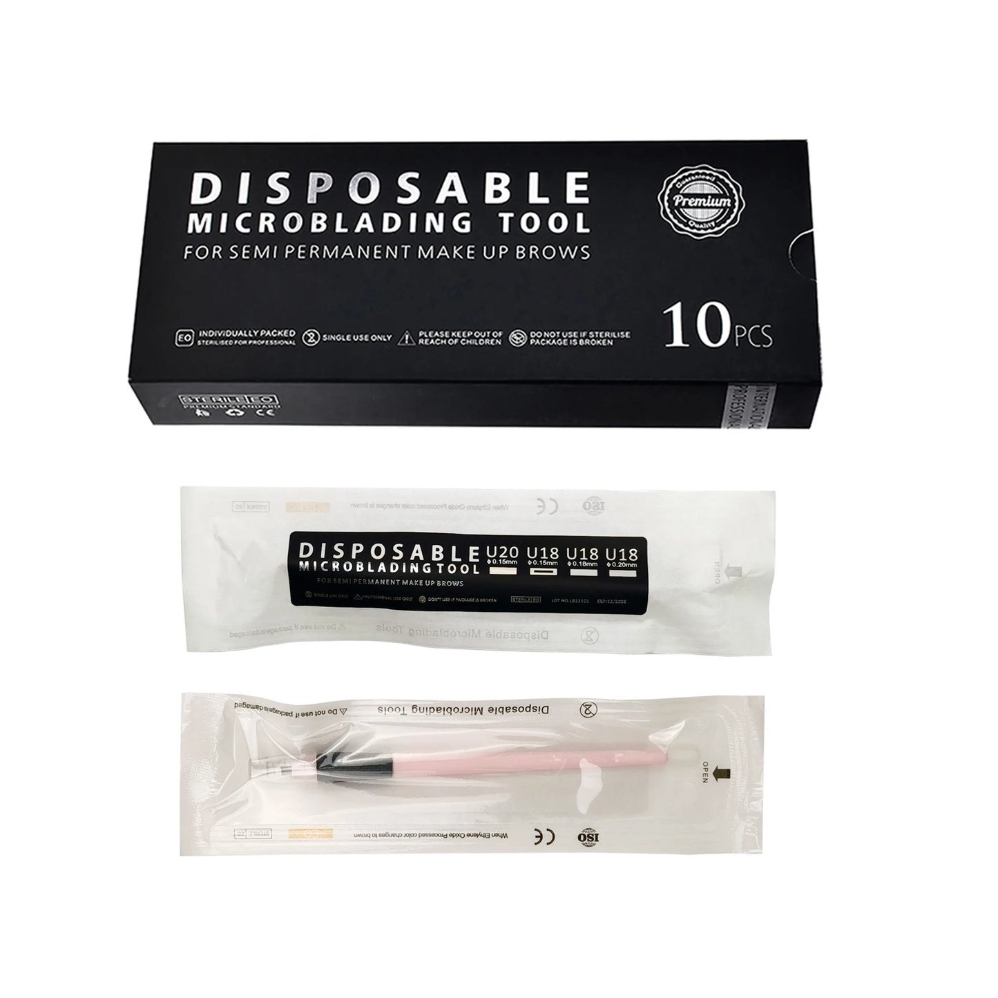 10/50Pcs Disposable Microblading Pen 18U Permanent Makeup Eyebrow Manual Tattoo Pen