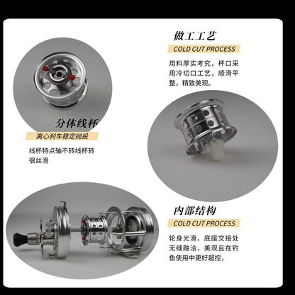 BYBLOS 3500C Baitcasting Reel,Centrifugal Brake,5.5:1,Fishing Reel,220g,Drag Force 5kg