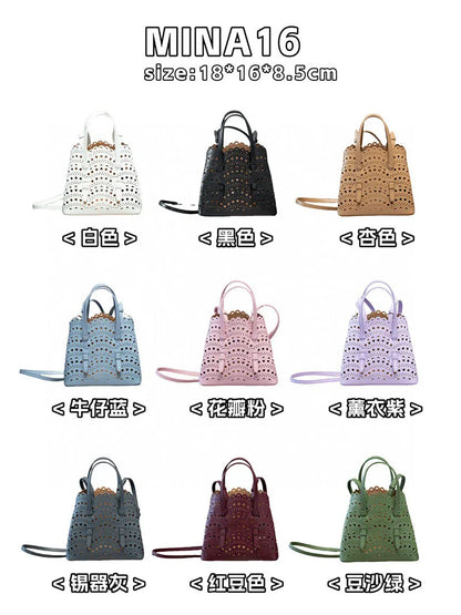 New Tote Bag French Cowhide Handmade Bag Niche Laser Engraved Hollow Leather Vegetable Basket Bag Casual Versatile Temperament