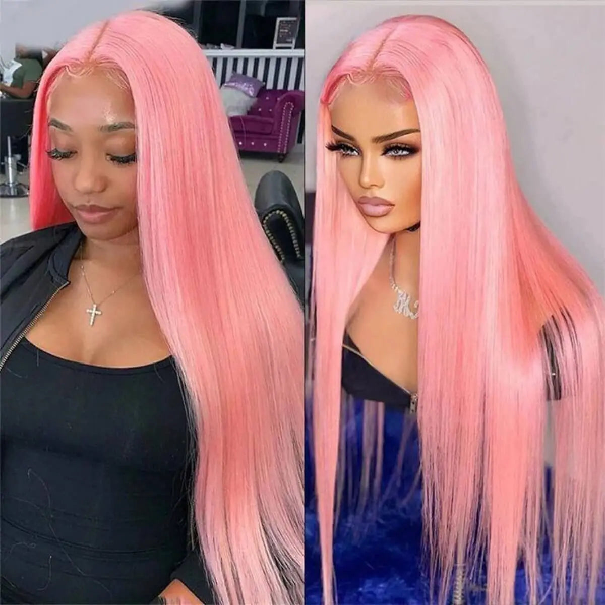 Pink Straight Human Hair Wigs 13X6 13X4 Hd Lace Frontal Wigs 200 Density 32 Inch Brazilian Transparent Lace Front wig Preplucked