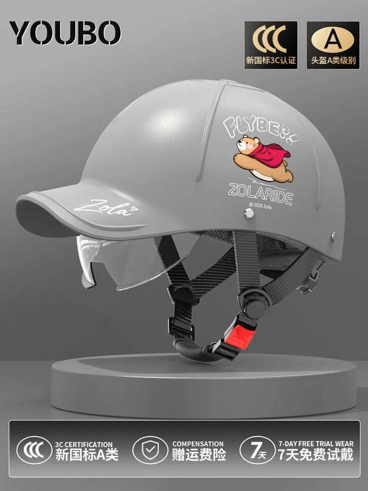 Breathable Summer Motorcycle Helmet 3C Certified Lightweight Baseball Cap Style Unisex Half Helmet