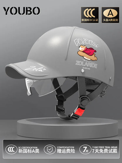 Breathable Summer Motorcycle Helmet 3C Certified Lightweight Baseball Cap Style Unisex Half Helmet