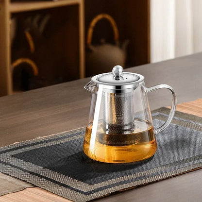 450ml-950ml Heat Resistant Glass Teapot with Stainless Steel Tea Strainer Infuser Flower Kettle Kung Fu Teaware Puer Oolong Pot