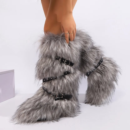 Y2K Fury Snow Boots 2024 New Winter 50cm High Helper Sleeve Fury Boots for Warm and Spicy Girls Fashion Snow Boots for Women