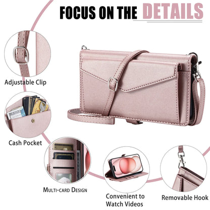 Crossbody Leather Wallet Case For iPhone17 16 Pro Air 16E 15 14 13 12 11 Pro Max XS XR SE 8 7 Card Solt Pocket Shoulder Cover