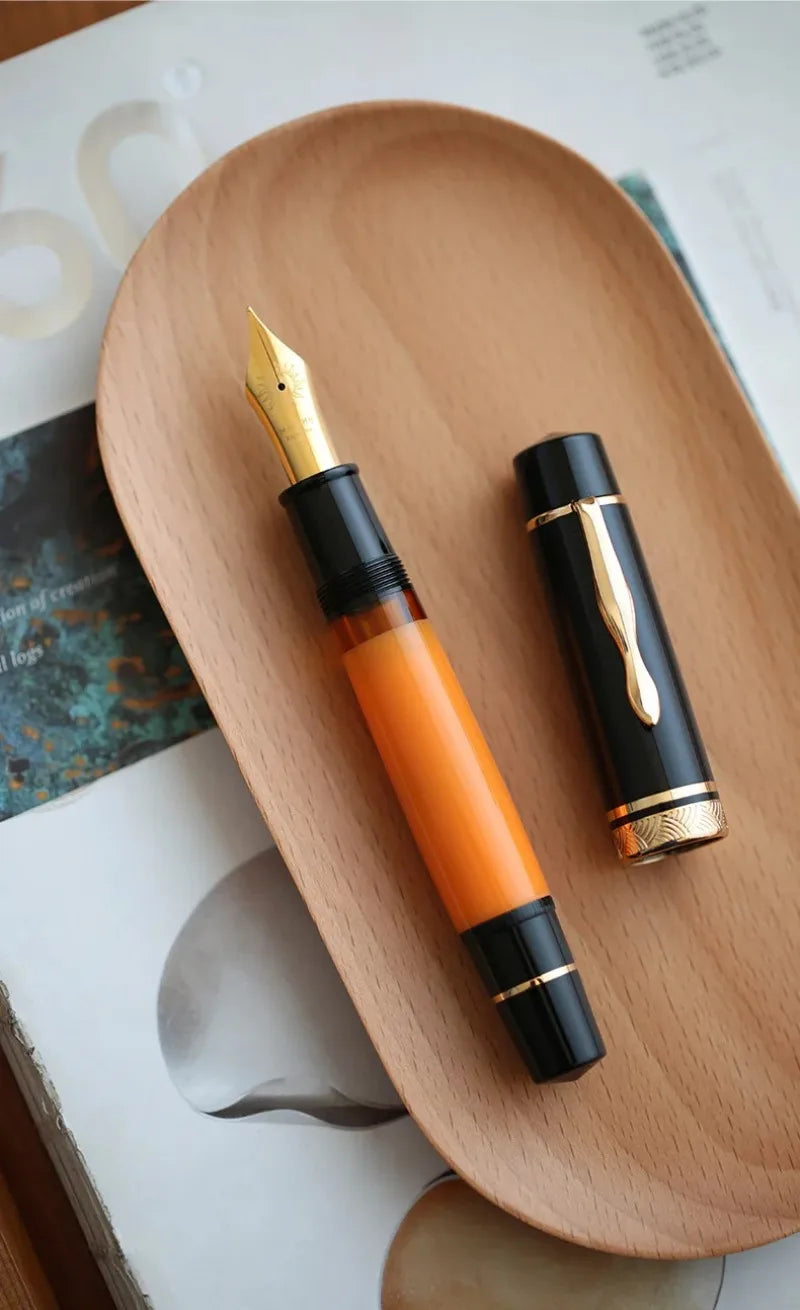 MAJOHN P139 High Quality Fountain Pen Piston Filler Resin Body Ebonite Feed Size 8 40 Nib Rotating Cap Postable Office Gift