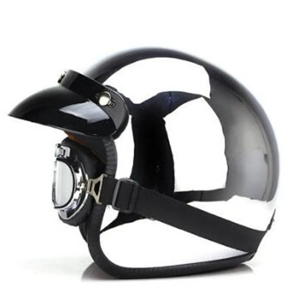 HOT Unique Silver Plating Open Face Retro Motorcycle Helmet Vintage Moto Chrome Helmet Sliver Jet Moto 3/4 Half Casco Casque