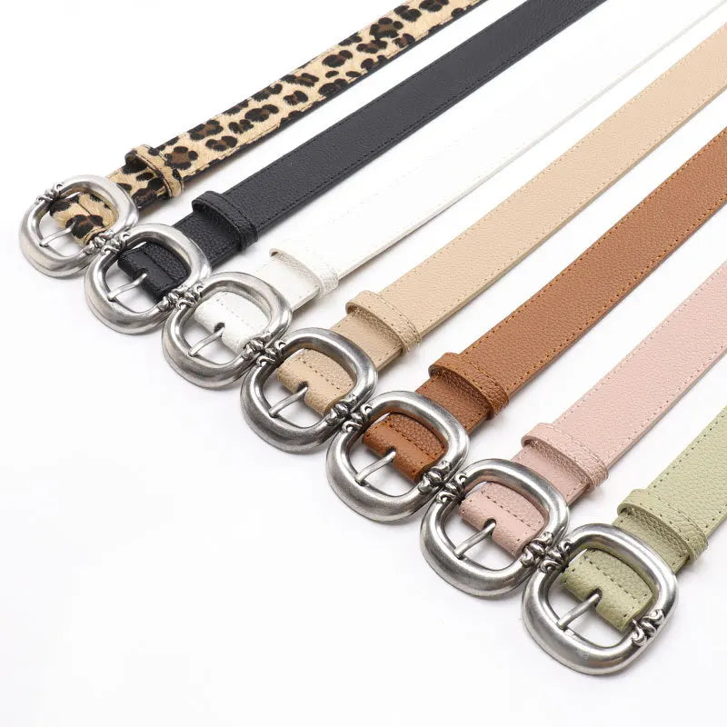 Leopard Print Belt Women's Fashion Casual Versatile Jeans Accessories Girdle Gothic Retro Pu Leather Pin Buckle Waistband