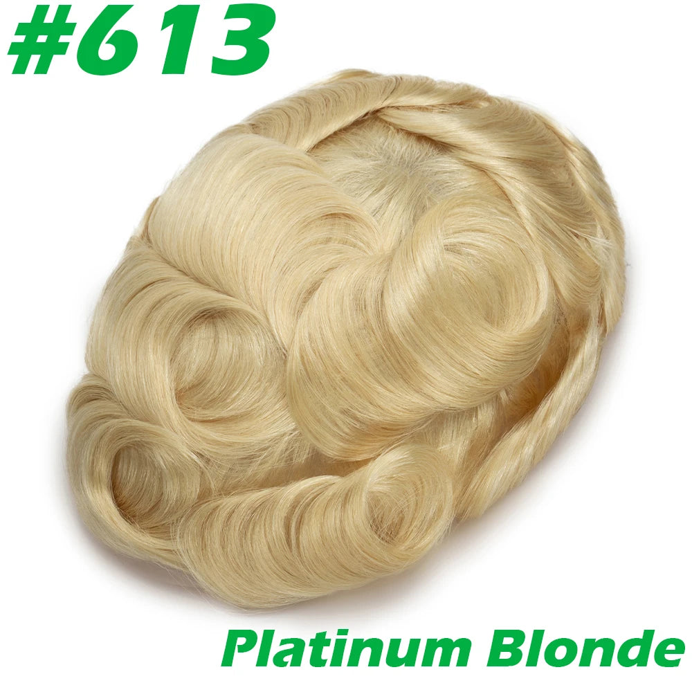 Men Toupee 0.06mm Thin Skin Natural Hairline Men's Capillary Prothesis Toupee Men Wigs Male Wig Hair System 100% Human Hair