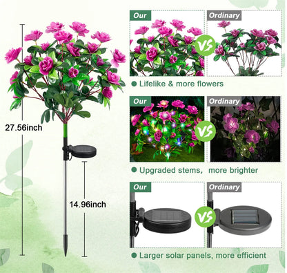 Waterproof LED Azalea Flower Solar Lights Outdoor Landscape Light for Lawn Patio Garden Path Decorative Lighting Best Gift