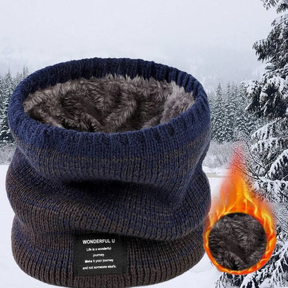 Winter Scarf for Men Fleece Ring Bandana Knitted Warm Solid Scarf Women Neck Warmer Thick Cashmere Hot Handkerchief Ski Mask