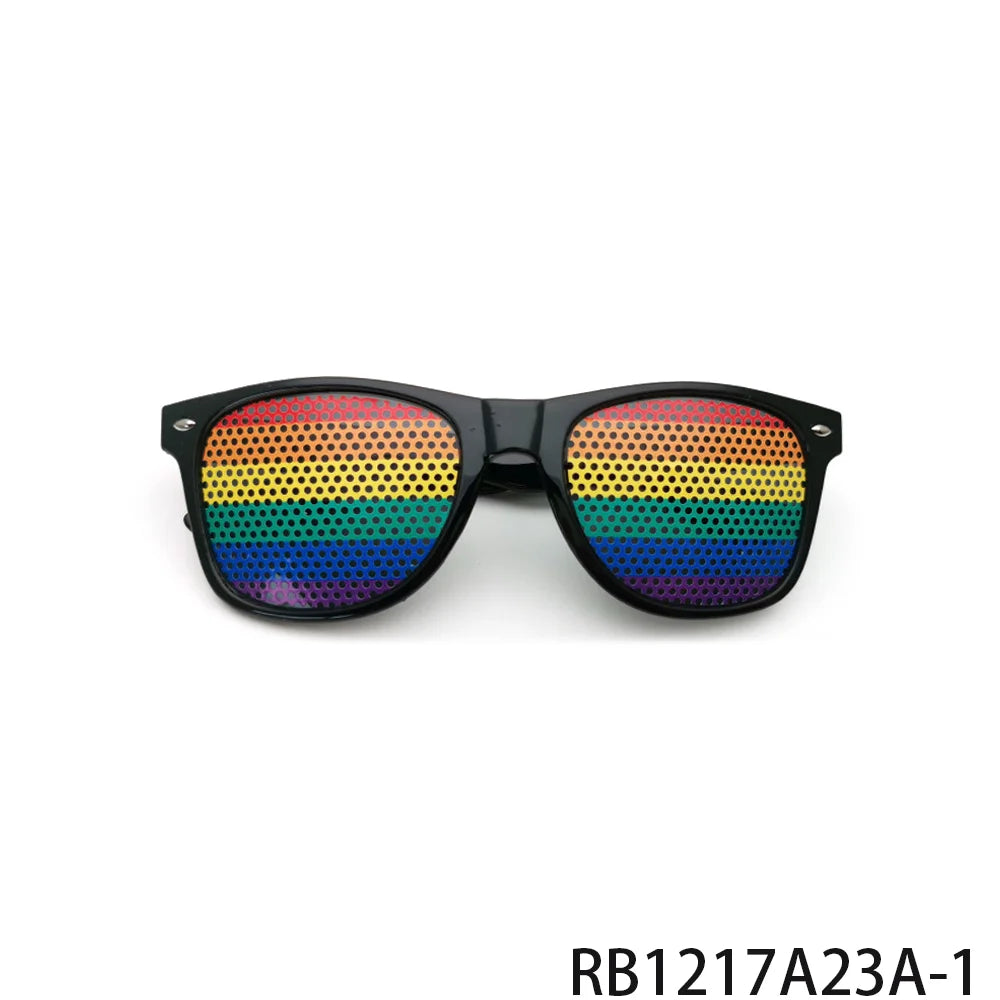 PESENAR Pride Month LGBTQ+ Rainbow Perforated glasses - Vibrant Pride Statement Eyewear for Celebration