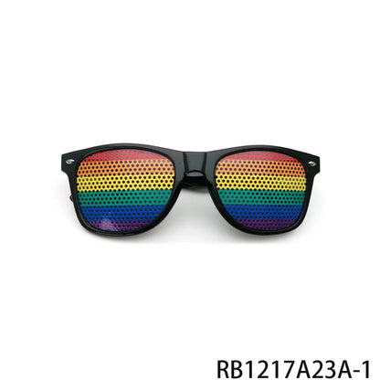PESENAR Pride Month LGBTQ+ Rainbow Perforated glasses - Vibrant Pride Statement Eyewear for Celebration
