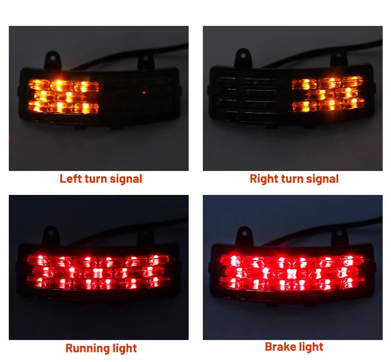 Motorcycle LED Tri-Bar Rear Fender Tail Light Turn Signal Brake Lamp For Harley Touring Street Glide Road Glide FLHX FLTRX 96-13