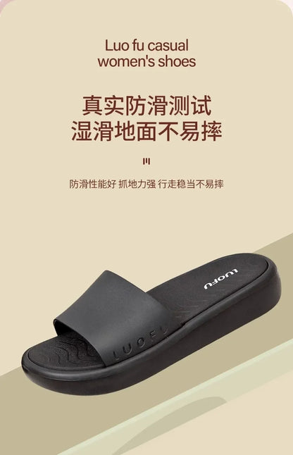 LUOFU Ladies Slippers Anti-Slip Soft Sole Fashionable Thick Bottom Women's Slip-On Shoes Comfortable Home Footwear