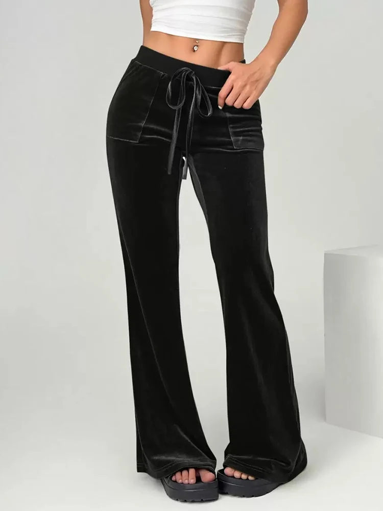 2025 autumn and winter women's micro flared pants slim fit and slimming casual flared pants velvet pants
