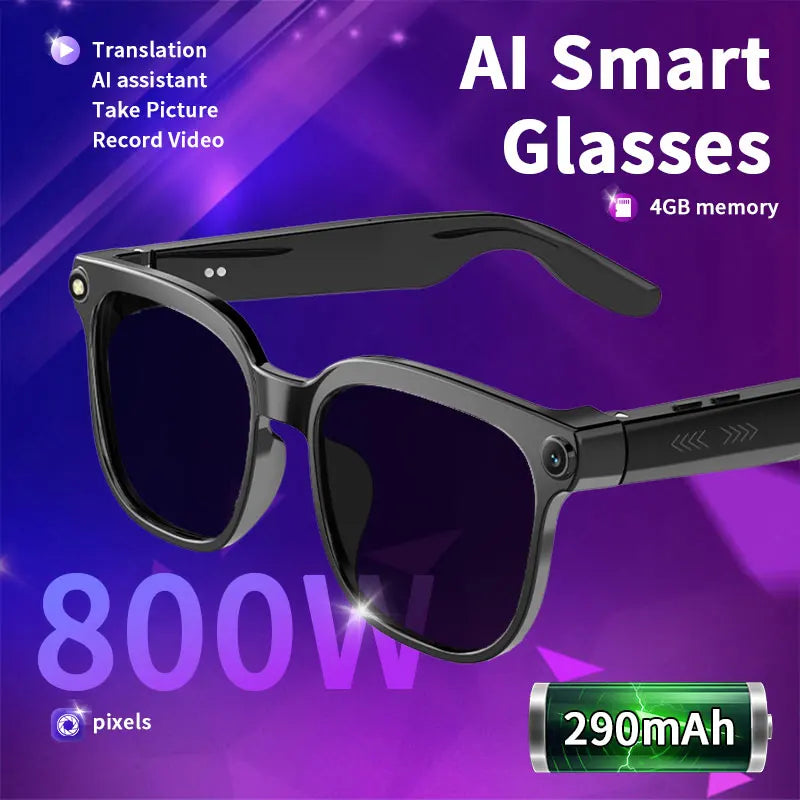 New AI Smart Glasses Camera 800W Bluetooth Sunglasses Women Photo Video Recording Dual Speaker Music Playback Smart Glasses Men