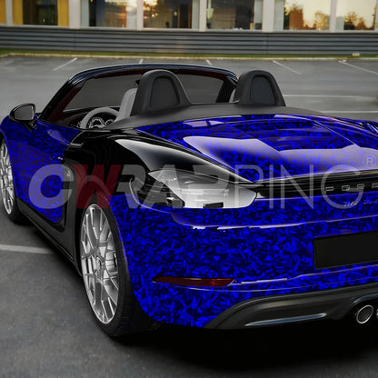High Glossy Blue Forged Carbon Fiber Vinyl Wrap Waterproof Laser Film on the Hood DIY Car Adhesive Vinyl for Motorcycle Stickers