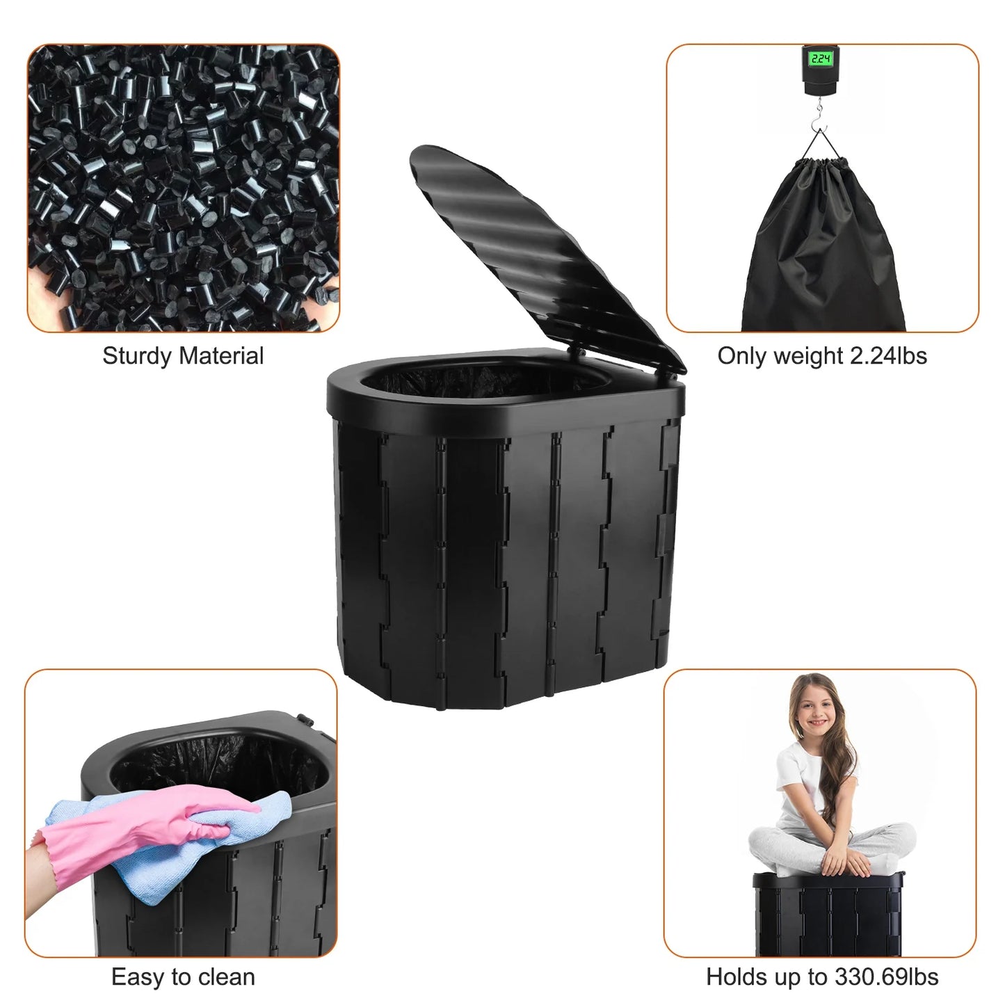 Portable Travel Bucket Toilet Seat Folding Toilet with Lid Camping Toilet Emergency Toilet Car Folding Toilets