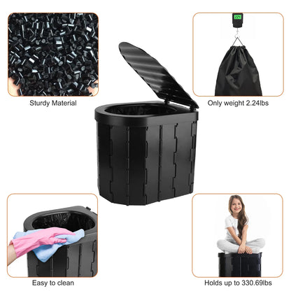 Portable Travel Bucket Toilet Seat Folding Toilet with Lid Camping Toilet Emergency Toilet Car Folding Toilets