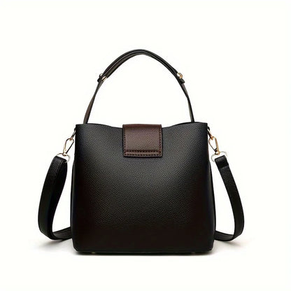 Elegant Solid Color Bucket Bag with Adjustable Shoulder Strap Versatile Crossbody Handbag for Women, Lightweight with Zipper.