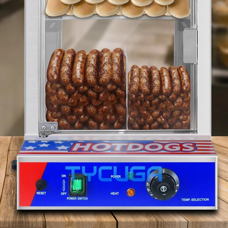 Commercial Hot Dog Warmer Cabinet Stainless Steel Display Heater Food Warming Showcase With Temperature Control For Outdoor Use