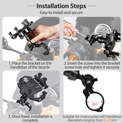 Motorcycle Phone Holder Universal Aluminum Alloy Shock-Absorbing Motos Handlebar Navigation Bracket 360° Rotary Adjustable Stand