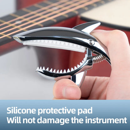 New Shark-Shaped Capo, High Aesthetic Appeal, Personalized Folk Guitar Capo, Metal Clip, Guitar Capo Accessory