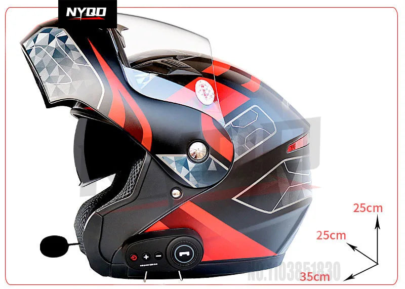 KUQIBAO motorcycle bluetooth helmet double lens uncovered motorcycle helmet with FM large capacity 1200mAh flip helmet