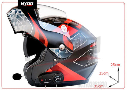 KUQIBAO motorcycle bluetooth helmet double lens uncovered motorcycle helmet with FM large capacity 1200mAh flip helmet