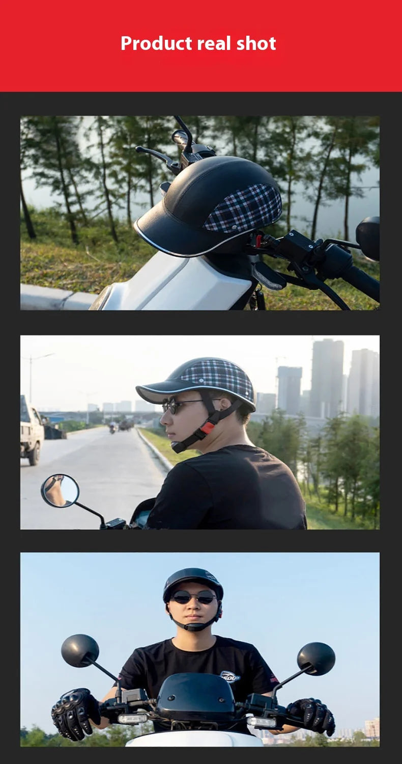 New Leepee For Cafe Racer Chopper Scooter Safety Hard Hat Half Face Vintage Summer Cap Motorcycle Half Helmet Baseball Cap Style