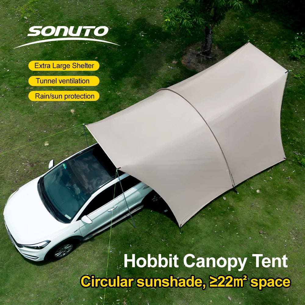 Car Awning Tent 210D Waterproof Windproof UV Sun Shelter Anti-Mosquito Beach Camping Tent Portable for Outdoor